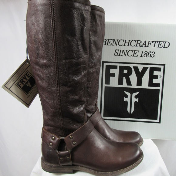 Frye Shoes - FRYE Phillip Harness Dark Brown Riding Boots NEW